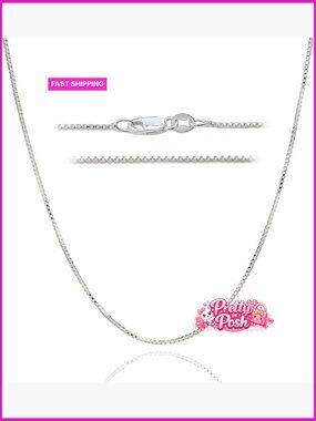 925 Sterling Silver Box Chain Necklace Lobster Clasp